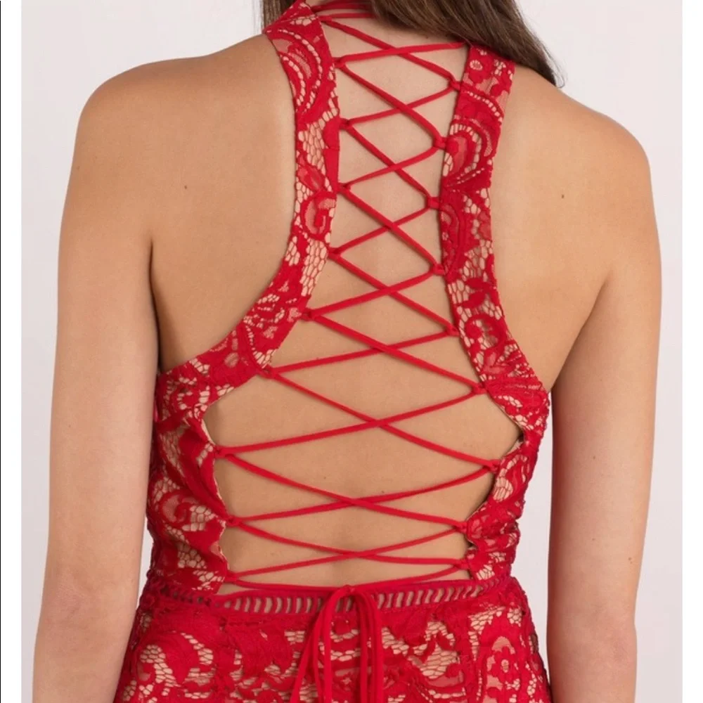 NWOT Plunging Red Dress - Picture 3 of 5